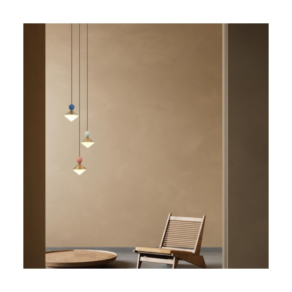 PENDANT LED LIGHT 20W 3000K CERAMIC - METAL - GLASS, BRASS