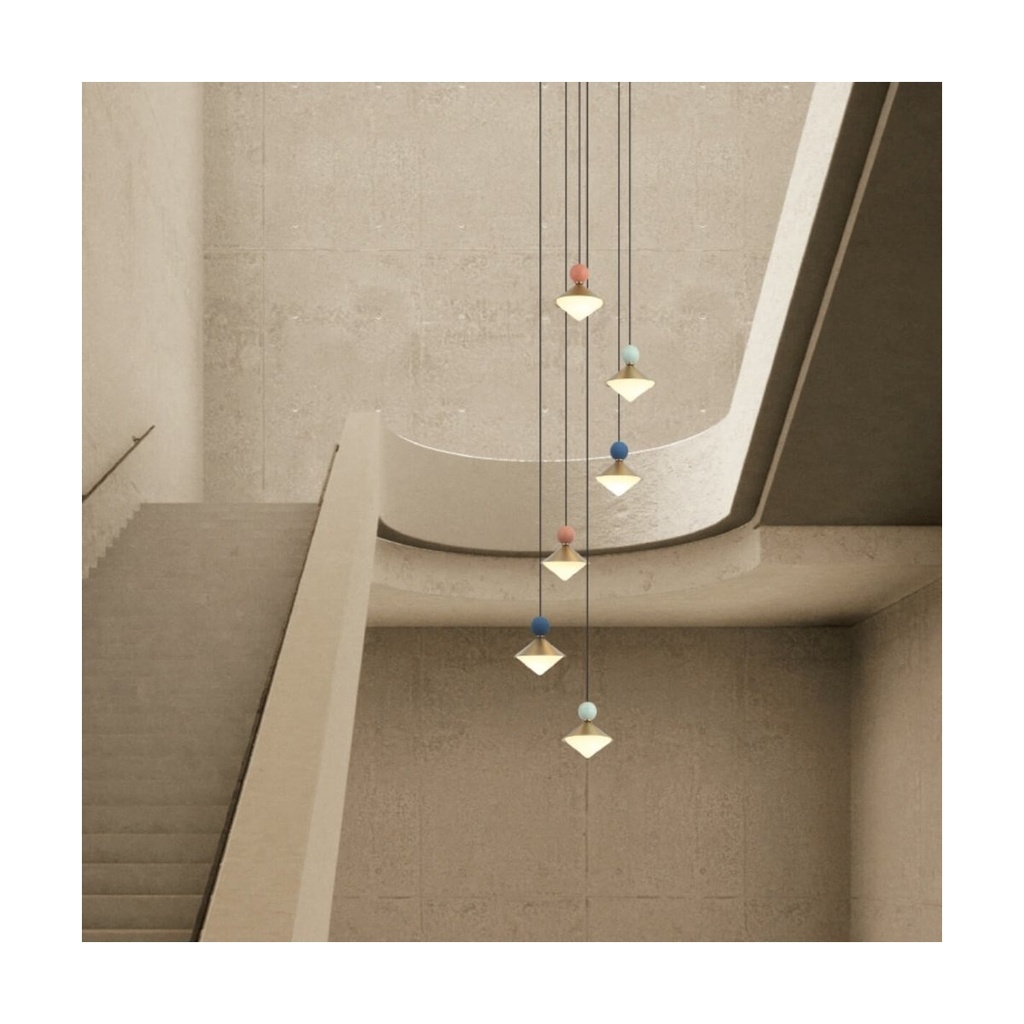 PENDANT LED LIGHT 40W 3000K CERAMIC - METAL - GLASS, BRASS
