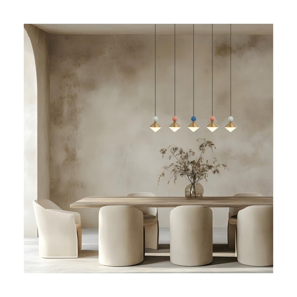 PENDANT LED LINE LIGHT 32W 3000K CERAMIC - METAL - GLASS, BRASS