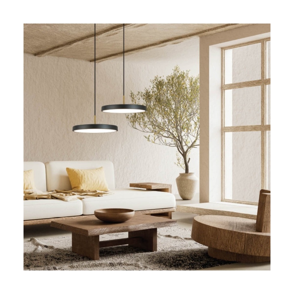 PENDANT LED LIGHT 17W 3000K BLACK MATT - BRUSHED BRASS