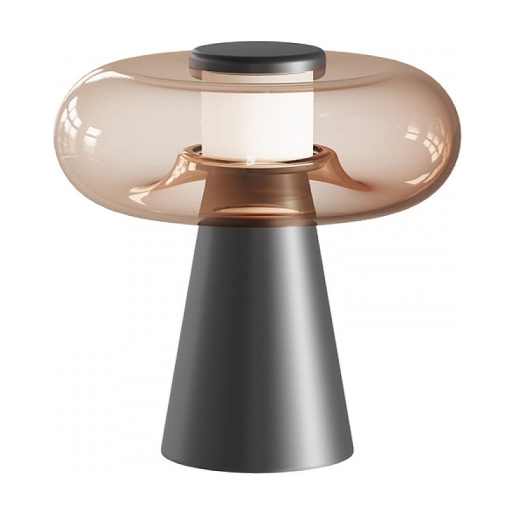 TABLE LED LIGHT 18W 3000K BLACK MATT, TOUCH DIM - TAWNY GLASS 