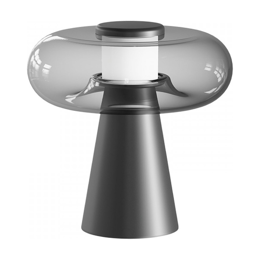TABLE LED LIGHT 18W 3000K BLACK MATT, TOUCH DIM - SMOKED GLASS 