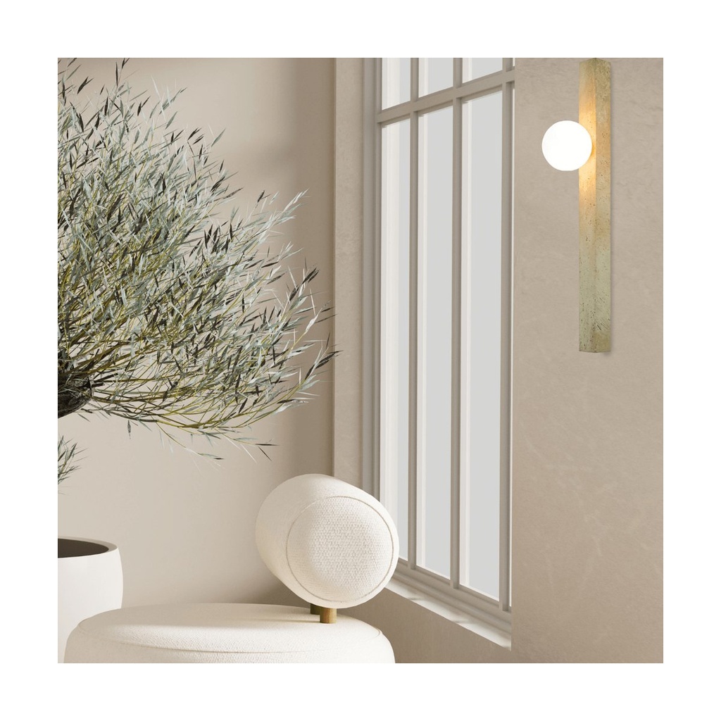 WALL LIGHT 1xG9 LED MAX 5W NATURAL STONE - OPAL GLASS