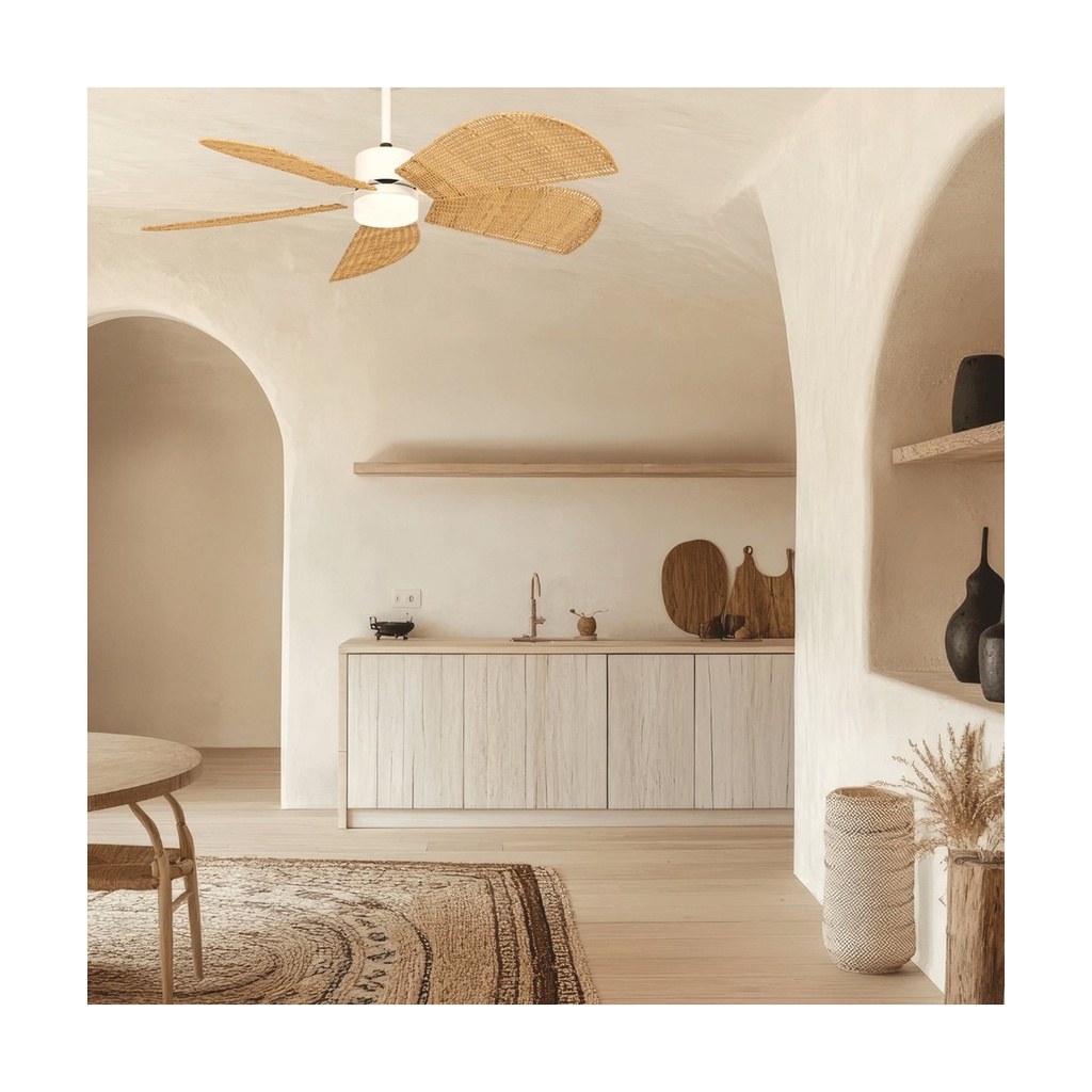 CEILING FAN WITH LED LIGHT 15W 3000K-4000K-6500K WHITE METAL - BAMBOO