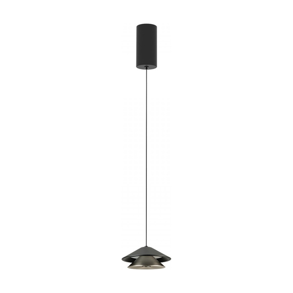 PENDANT LED LIGHT 9W SANDY BLACK BASE - SANDY BLACK SHADE - BRUSHED NICKEL ELECTROPLATE