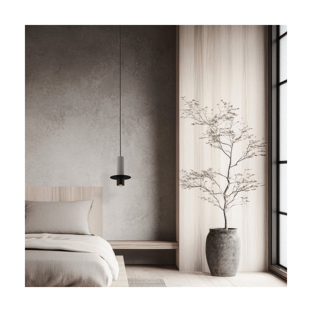 PENDANT LED LIGHT 6W 3000K BLACK METAL - CONCRETE
