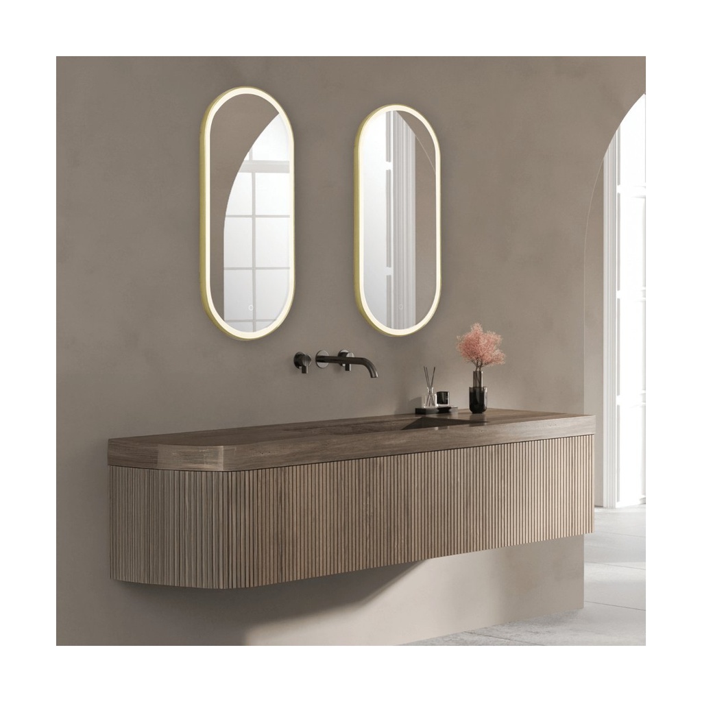 MIRROR WITH LED LIGHT 18W 3000K-4000K TOUCH DIMMING SWITCH ANODIZED GOLD IP44