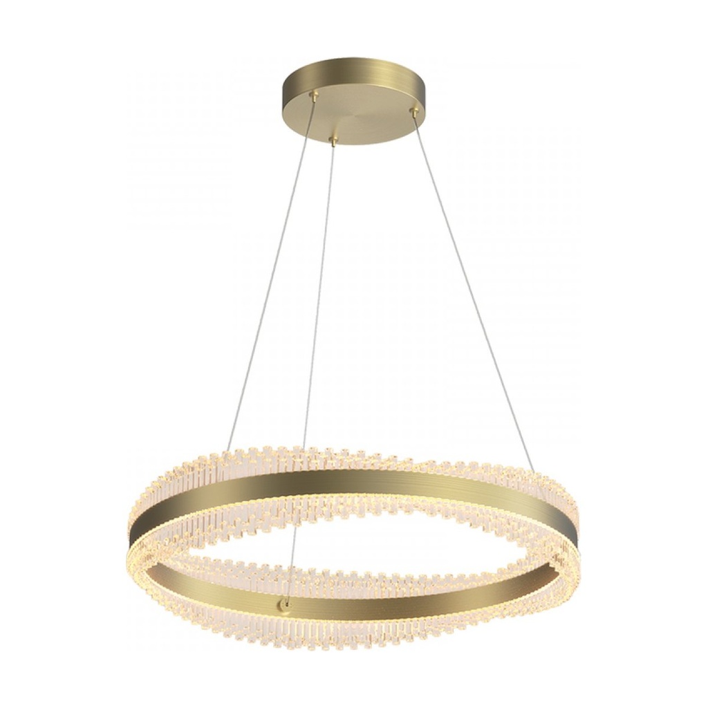 PENDANT LED LIGHT 58W 3000K TRIAC BRUSHED GOLD METAL - CRYSTAL