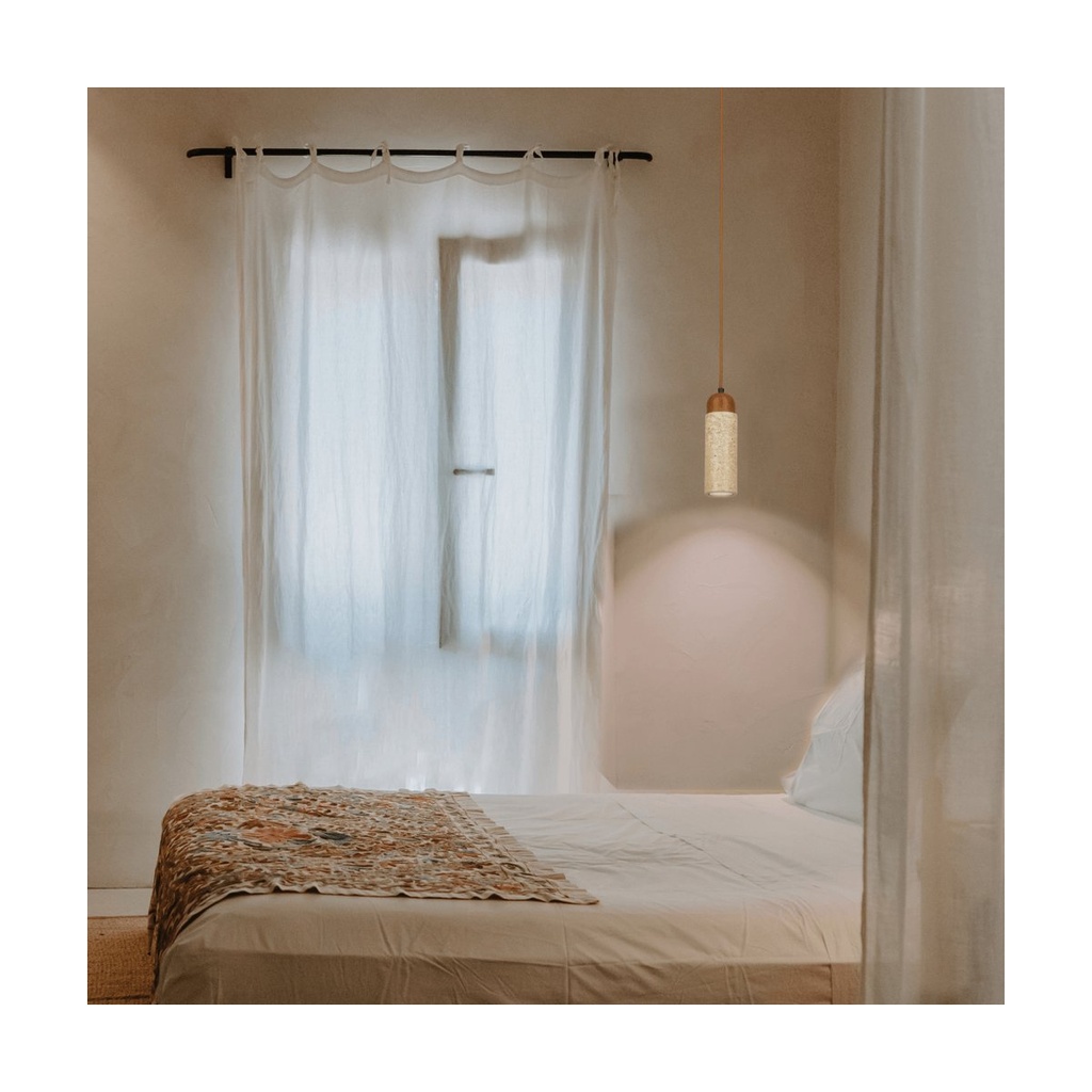 PENDANT LIGHT 1xGU10 MAX 10W NATURAL STONE - BROWN WOOD