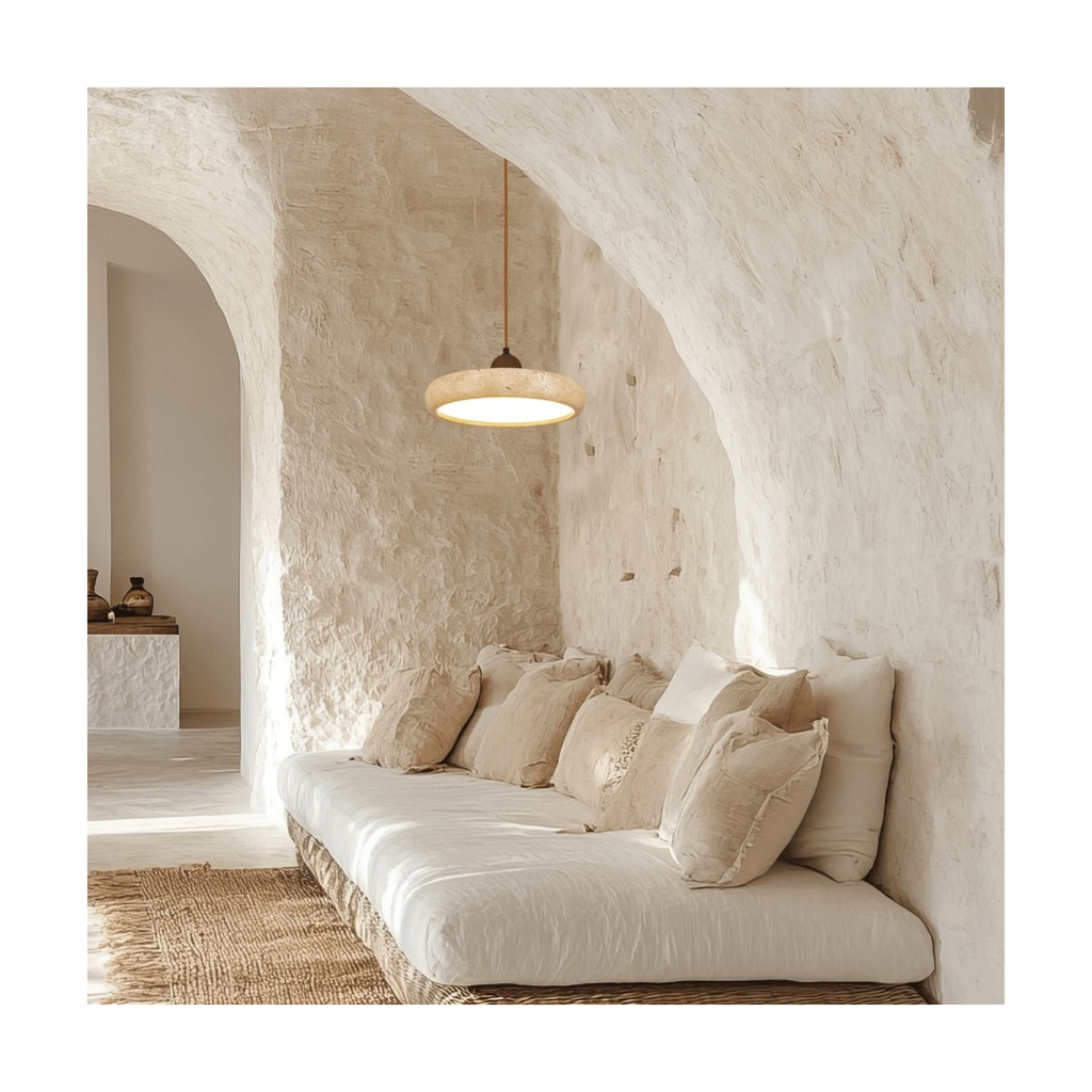 PENDANT LED LIGHT 22W 3000K NATURAL STONE - BROWN WOOD