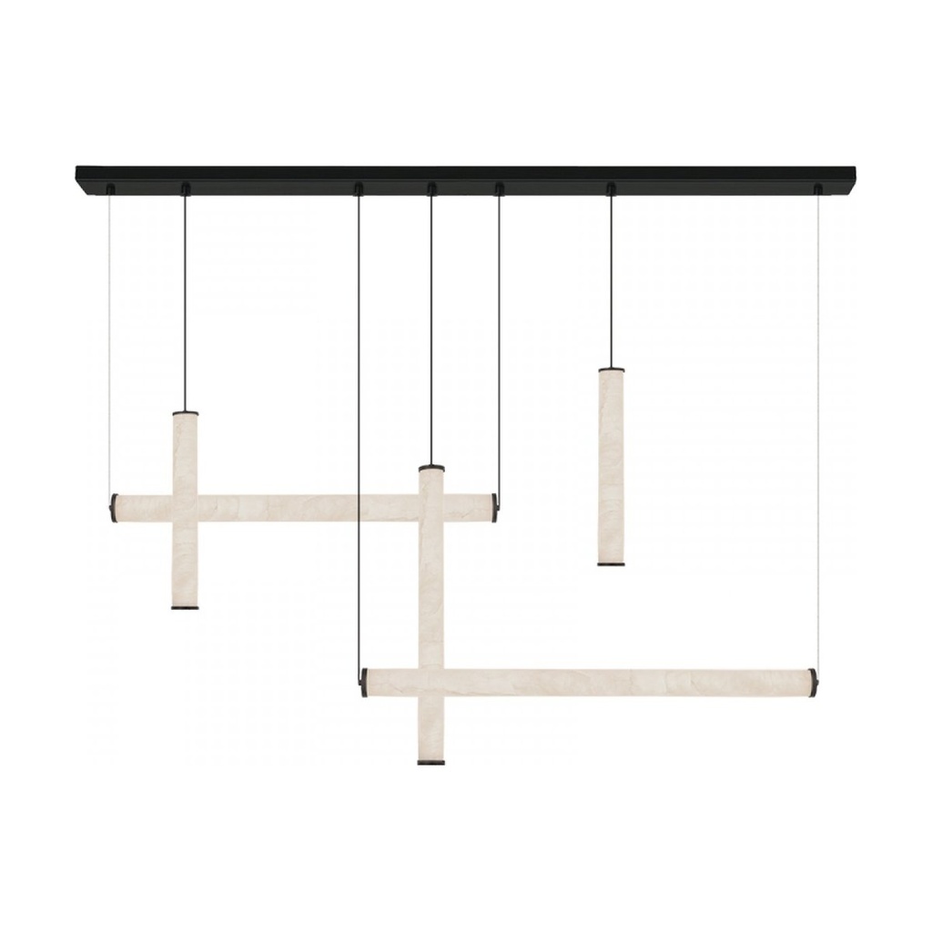 PENDANT LED LIGHT 93W 3000K SUNDY BLACK METAL - ALUMINIUM - ALABASTER