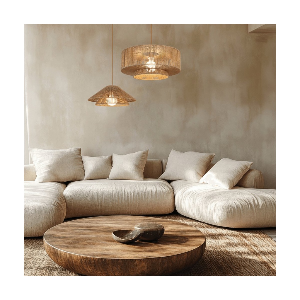 PENDANT LIGHT 1xE27 MAX 40W NATURAL PAPER ROPE - BROWN BEIGE METAL
