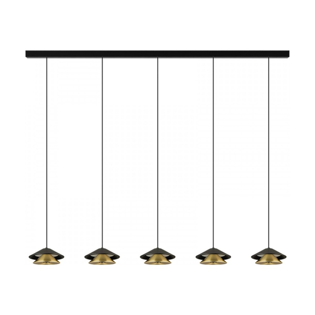 PENDANT LED LINE LIGHT 45W 3000K BLACK BASE - SANDY BLACK SHADE - BRUSHED GOLD ELECTROPLATE