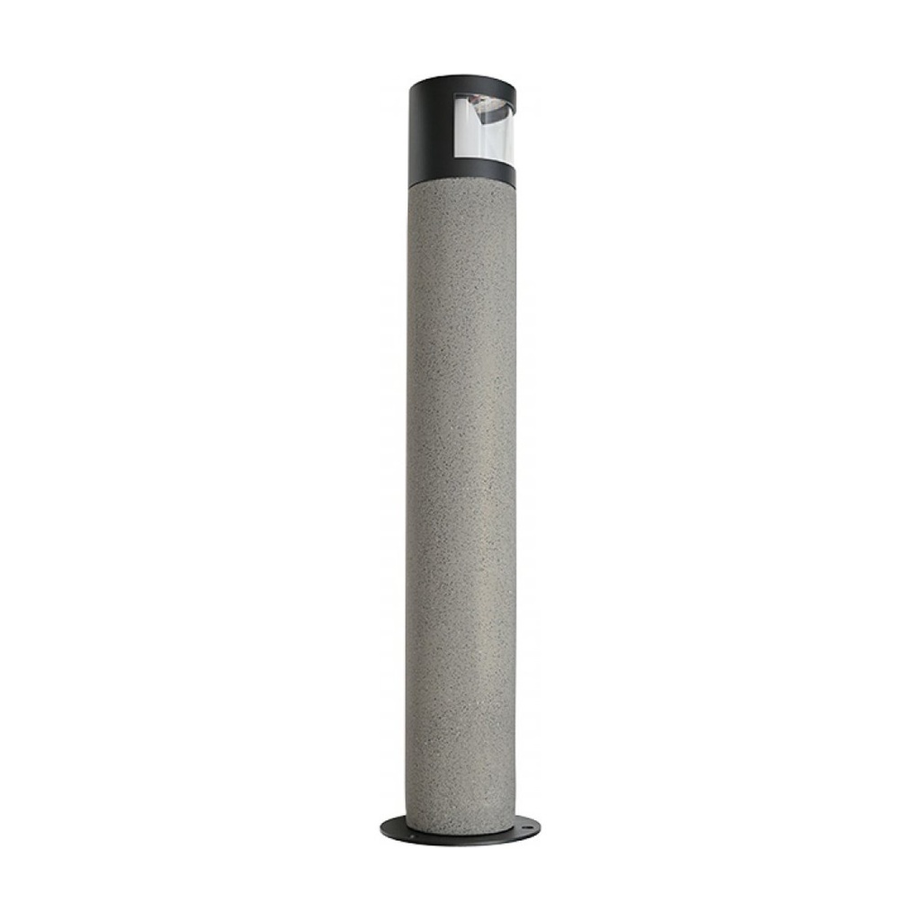 OUTDOOR BOLLARD LED LIGHT 10W 3000K NATURAL CONCRETE - BLACK METAL - PC DIFFUSER IP65