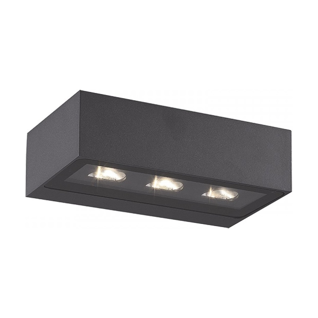 OUTDOOR WALL LED LIGHT 3x4.5W 3000K GRAPHITE ASYMMETRIC BEAM ANGLE IP54