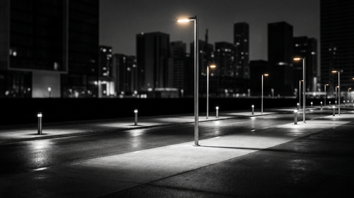 Voirie éclairée en LED la nuit