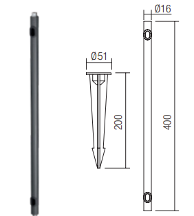 [W4L1060600] XROCK TUBULAR EXTENSION WITH SPIKE CO     extension 400mm