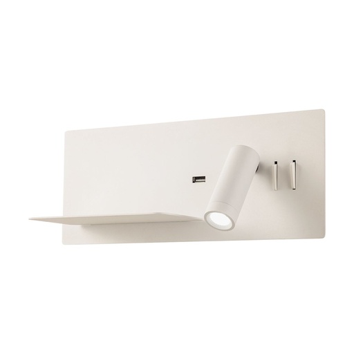 [W4L100094] BROOK AP LED 1x8W+1x3W USB 3000K LEFT WH (5.1.2)
