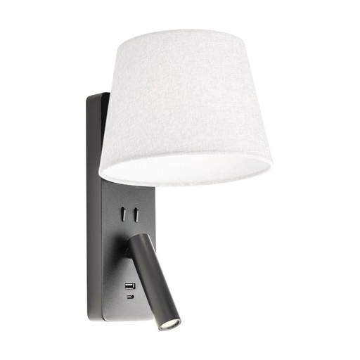 [W4L102029] NEMIA STRUCTURA  AP LED 1x3W E27 USB 3000K BK(5.1.2)