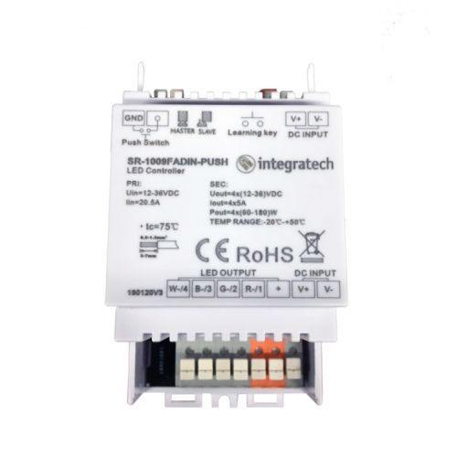 [W4L001403] Récepteur RF + push 12-36VDC sortie PWM 4x5A DIN