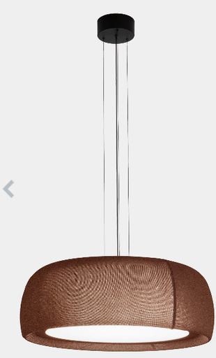 [W4L162950] Pendant Gong Microprisma Ø600 LED 27.4W 2700K PHASE CUT Teixit VERMELL Marron RAL 8016 matt 1688lm