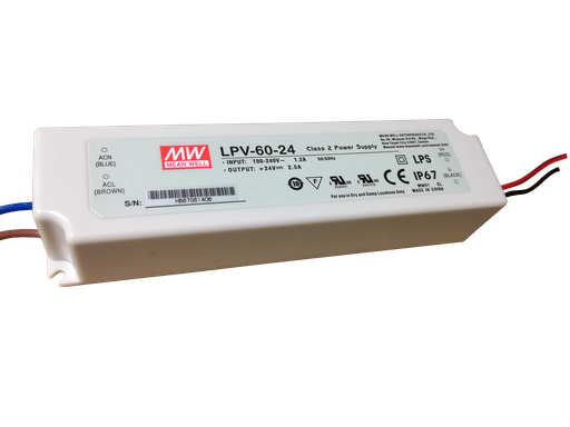 [MWLPV-60-24] MeanWell LED transfo IP67 24VDC 60W