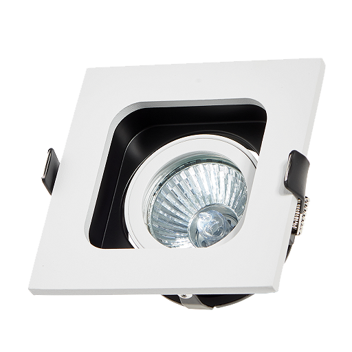 [L4Y0261WB] Spot Encastré carré GU10 orientable a ressorts BLANC / NOIR