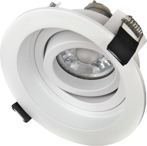 [L4Y0349W] Spot encastré rond GU10/GU5,3 orientable a ressorts BLANC