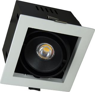 [L4YR8001W] Spot encastré carré 10W 3000K 36° CRI>80 800Lm IP20 TriacDIM 118mm BLANC-intérieur NOIR
