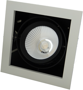 [L4YR8003W] Spot Encastré carré 15W 3000K 36° CRI>80 1200Lm IP20 TriacDIM 191mm BLANC-intérieur NOIR