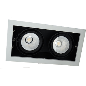 [L4YR8004W] Spot Encastré double orientable 2x15W 3000K 36° CRI>80 2x1200Lm IP20 TriacDIM 356x191mm BLANC-intérieur NOIR