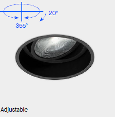 [W4L186033] Downlight Nit Round Adjustable ø120 26.9W LED warm-white 3000K CRI 92 37.8º ON-OFF Black IN IP20 / OUT IP54 3117lm