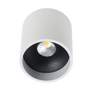[L4Y0551WB] Plafonnier apparent rond 9W 36° 3000K IP20 - extérieur BLANC/intérieur NOIR