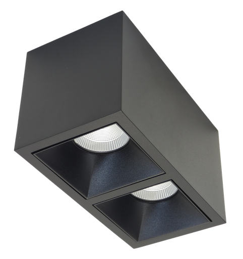 [L4Y0643B] Plafonnier apparent 2x8,9W 3000K CRI>80 48° 2x1135Lm TriacDIM 162x85x93mm NOIR