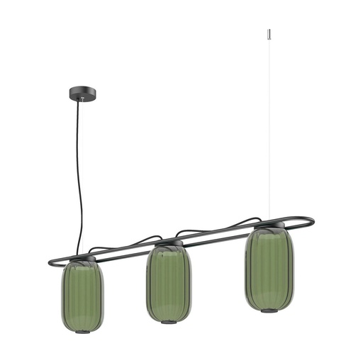 [W4L209647] Suspension KRISTA D163 Phase coupée C LED SMD AC 3x4W 363lm CRI90 2700K Vert Noir