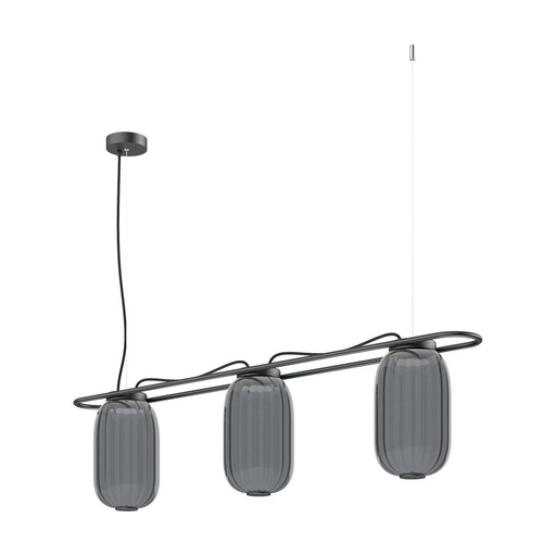 [W4L209649] Suspension KRISTA D163 Phase coupée C LED SMD AC 3x4W 363lm CRI90 2700K Fumé gris Noir