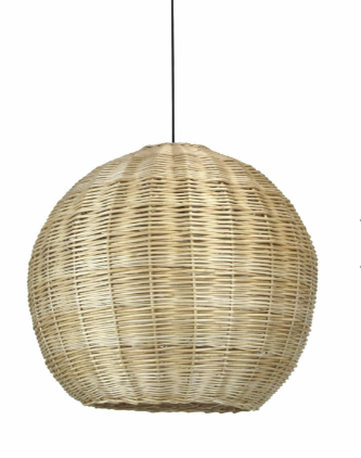 [W4L209681] Suspension NATURAL Large E27 15W Noir Mimbre claro