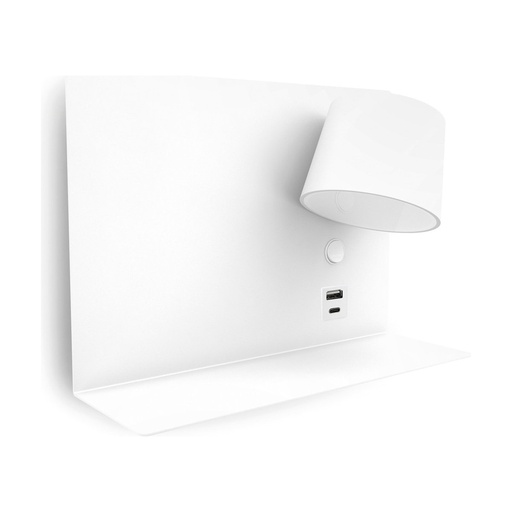 [W4L209691] Applique lecteur SERENE  Left LED SMD 6W 732lm(434lm) CRI80 3000K USB A-USB C Blanc