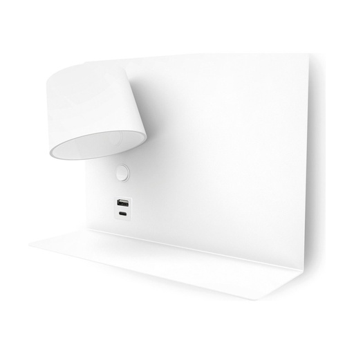 [W4L209693] Applique lecteur SERENE Right LED SMD 6W 732lm(434lm) CRI80 3000K USB A-USB C Blanc