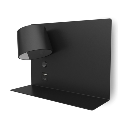 [W4L209694] Applique lecteur SERENE Right LED SMD 6W 732lm(434lm) CRI80 2700K USB A-USB C Noir