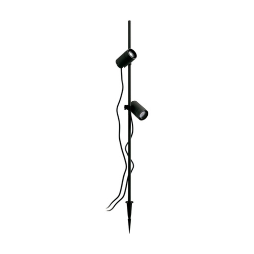 [W4L210218] Projecteur avec piquet
 tilt BRANCA Large IP65 GU10 2x4.50W Noir