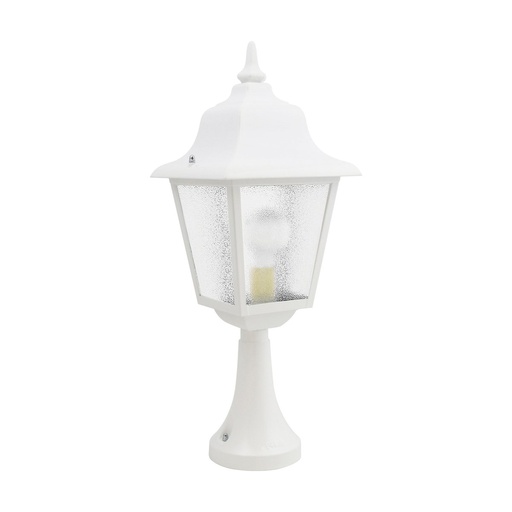 [W4L210611] Borne classique ROB IP44 E27 42W 540mm Verre gelé Blanc
