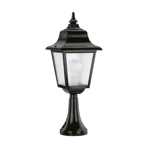 [W4L210612] Borne classique ROB IP44 E27 42W 540mm Verre gelé Noir