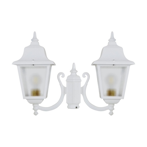 [W4L210623] Luminaire pour mât 2 bras ROB IP44 E27 2x42W 440mm Verre gelé Blanc