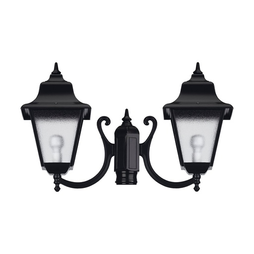 [W4L210624] Luminaire pour mât 2 bras ROB IP44 E27 2x42W 440mm Verre gelé Noir