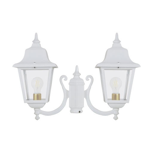 [W4L210625] Luminaire pour mât 2 bras ROB IP44 E27 2x42W 440mm Verre transparent Blanc