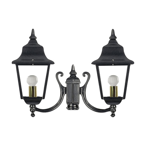 [W4L210626] Luminaire pour mât 2 bras ROB IP44 E27 2x42W 440mm Verre transparent Noir