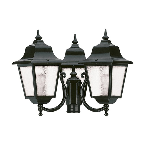 [W4L210628] Luminaire pour mât 3 bras ROB IP44 E27 3x42W 440mm Verre gelé Noir