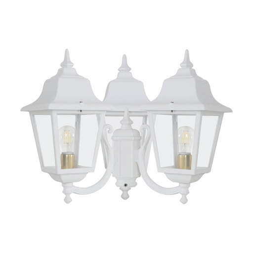 [W4L210629] Luminaire pour mât 3 bras ROB IP44 E27 3x42W 440mm Verre transparent Blanc