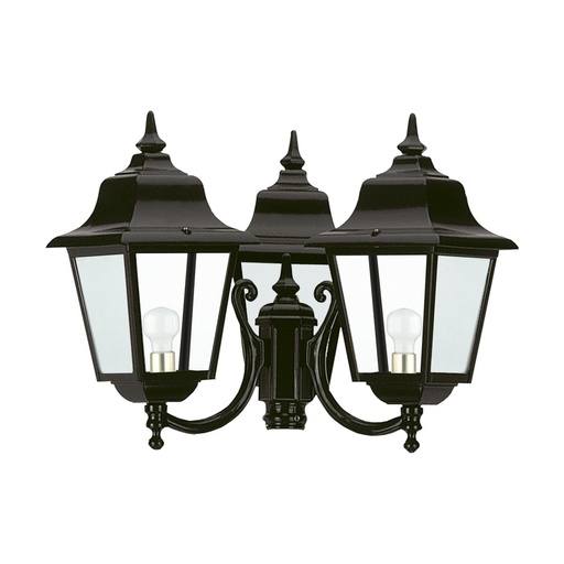 [W4L210630] Luminaire pour mât 3 bras ROB IP44 E27 3x42W 440mm Verre transparent Noir